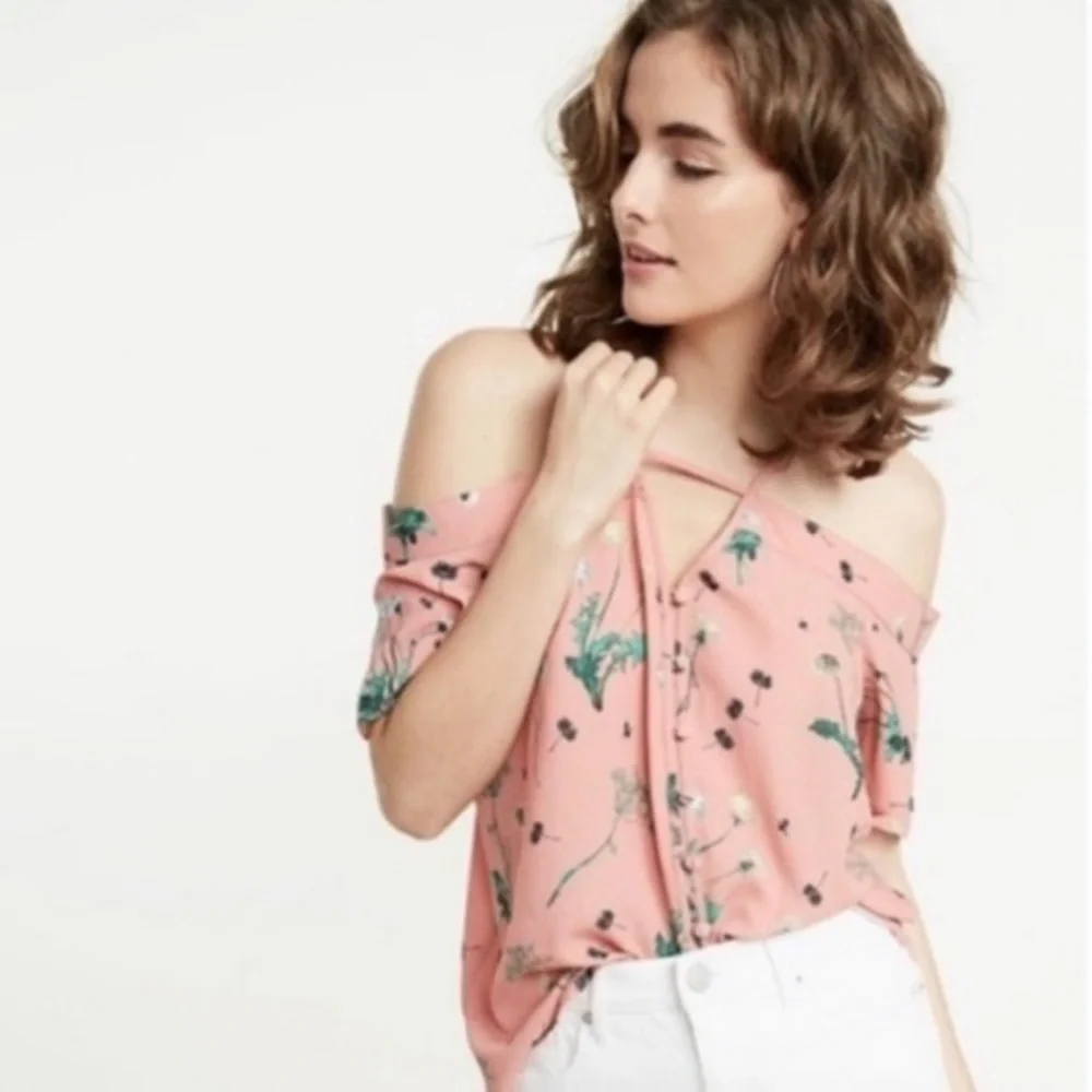Express Floral Off-Shoulder Blouse - Pink and Green - Picture 9 of 10